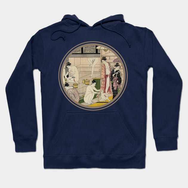 Japanese Onsen Ukiyo-E v.2 Hoodie by Underthespell